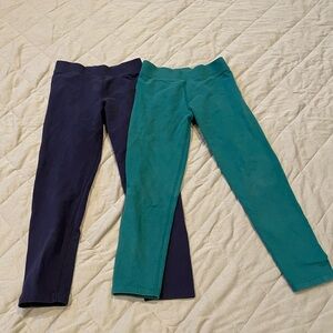 Primary Brand Navy and Teal Kids Cozy Leggings Size 8
